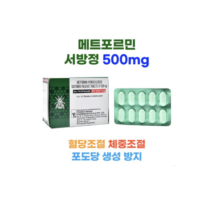 메트포르민 서방정 Glyciphage SR 500mg 100정 2박스